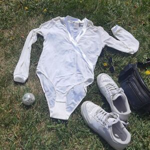 Sheer Sexy Vintage 80s BodySuit With Satin Edging Cream White